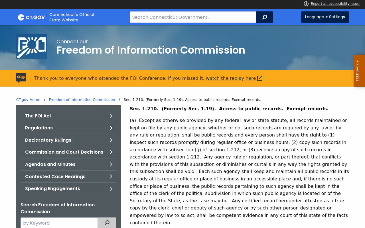 West Hartford court dockets public records access and exemptions page
