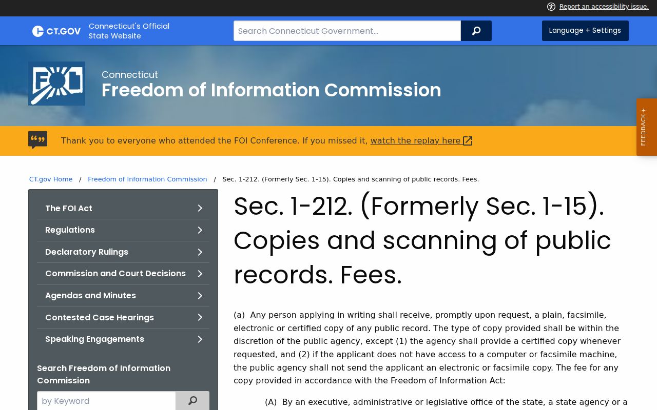 West Hartford court dockets public record copy and scanning fees page
