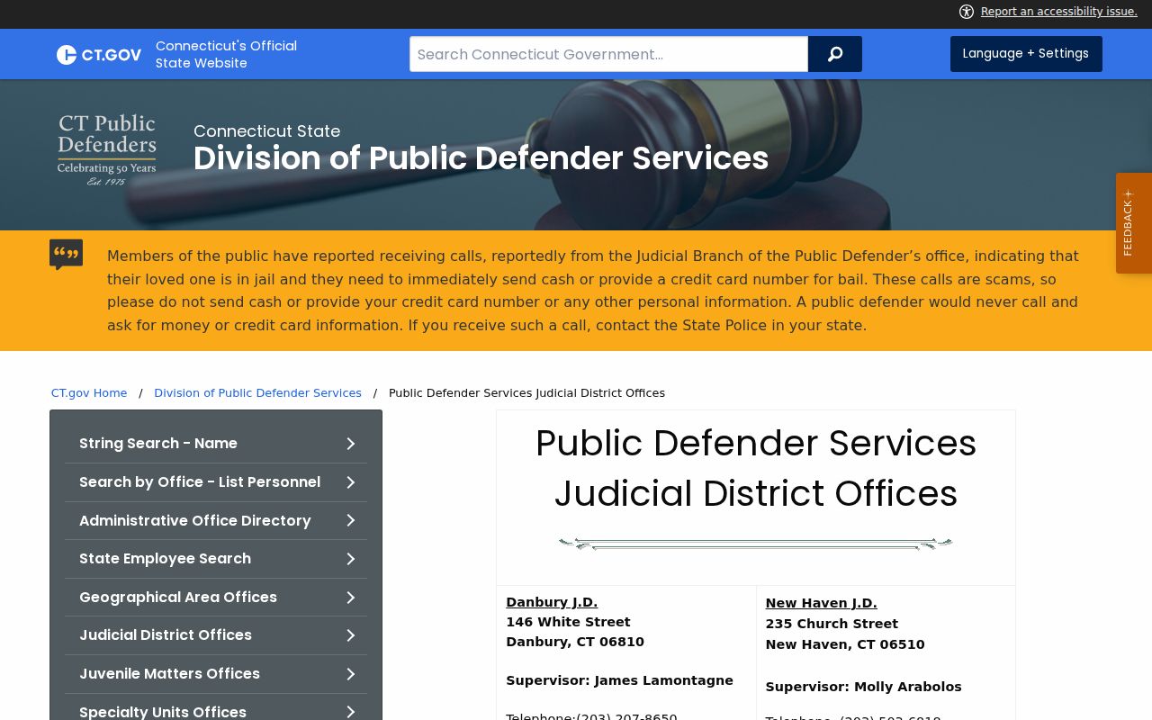 West Hartford criminal court records public defender district office source