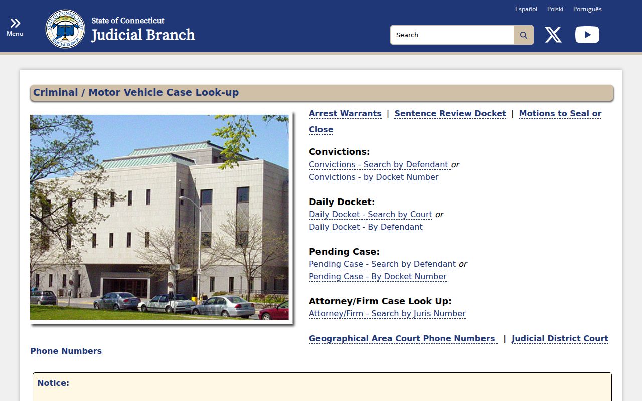 West Hartford court records criminal and motor vehicle lookup menu