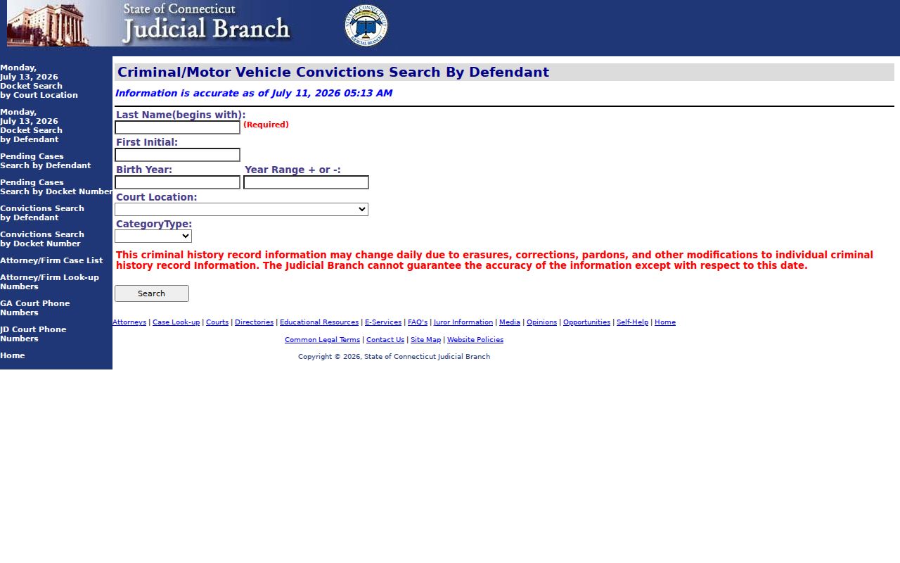 West Hartford court records conviction search by defendant screen