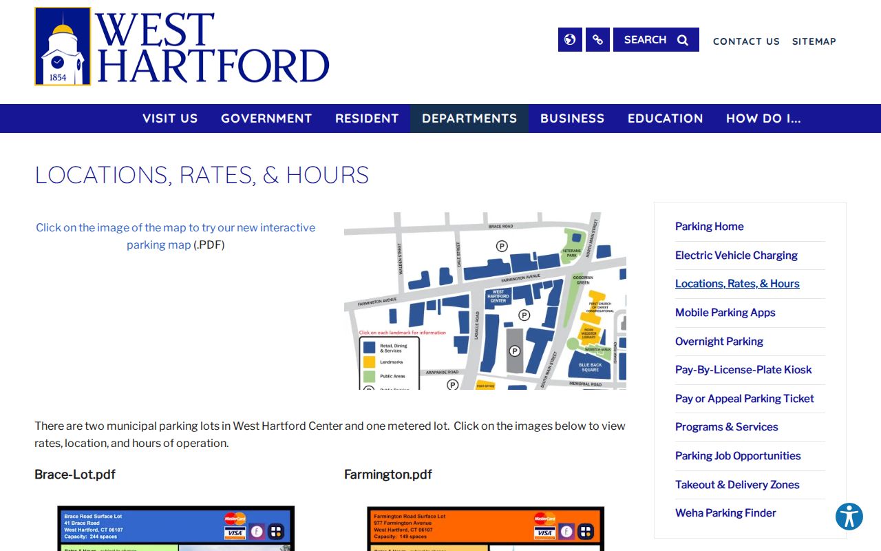 West Hartford probate records Town Hall parking information