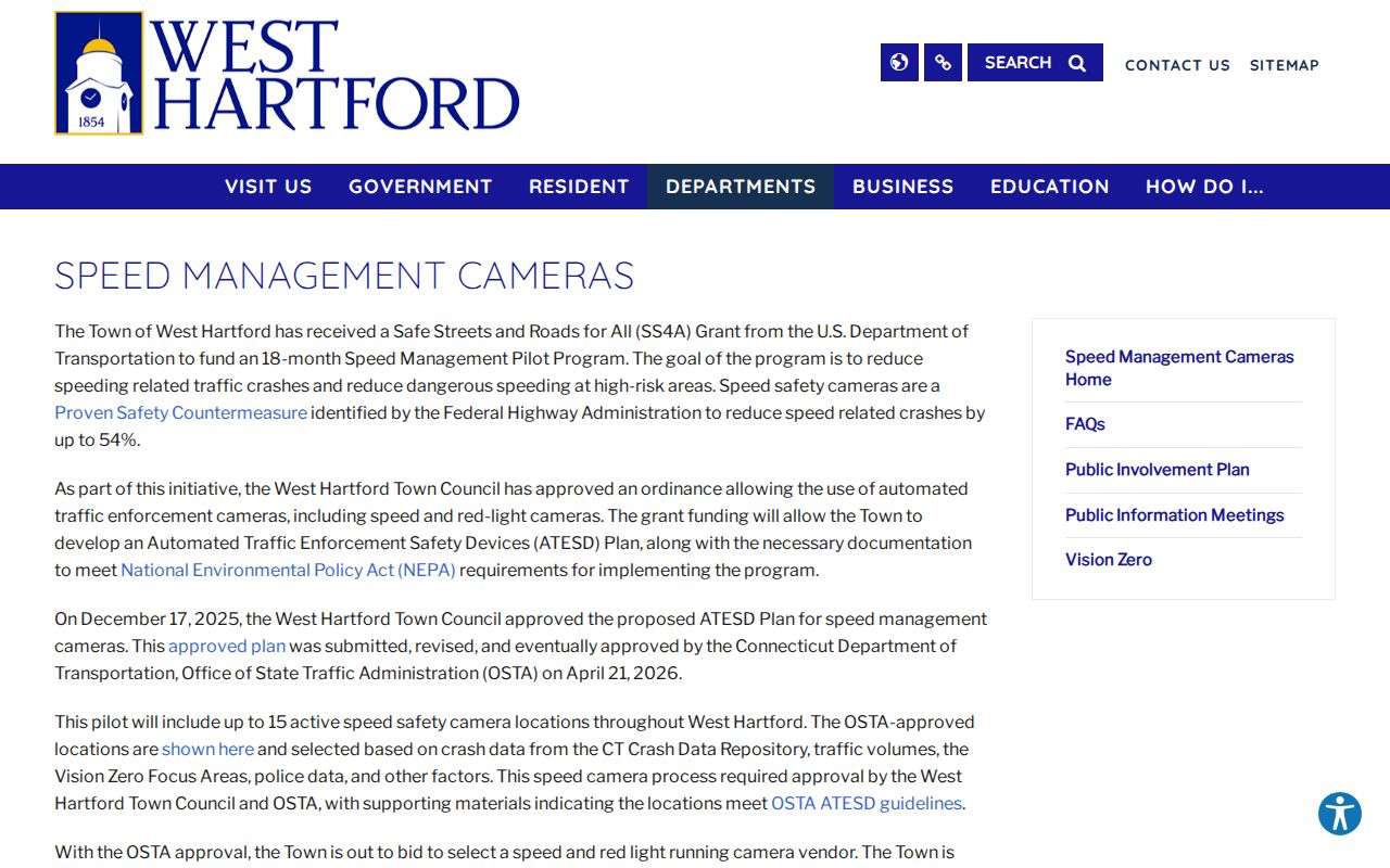 West Hartford traffic court records speed management cameras